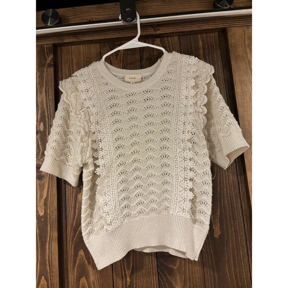 Anthropologie Kachel Shimmer Crochet Top Small - Picture 3 of 10
